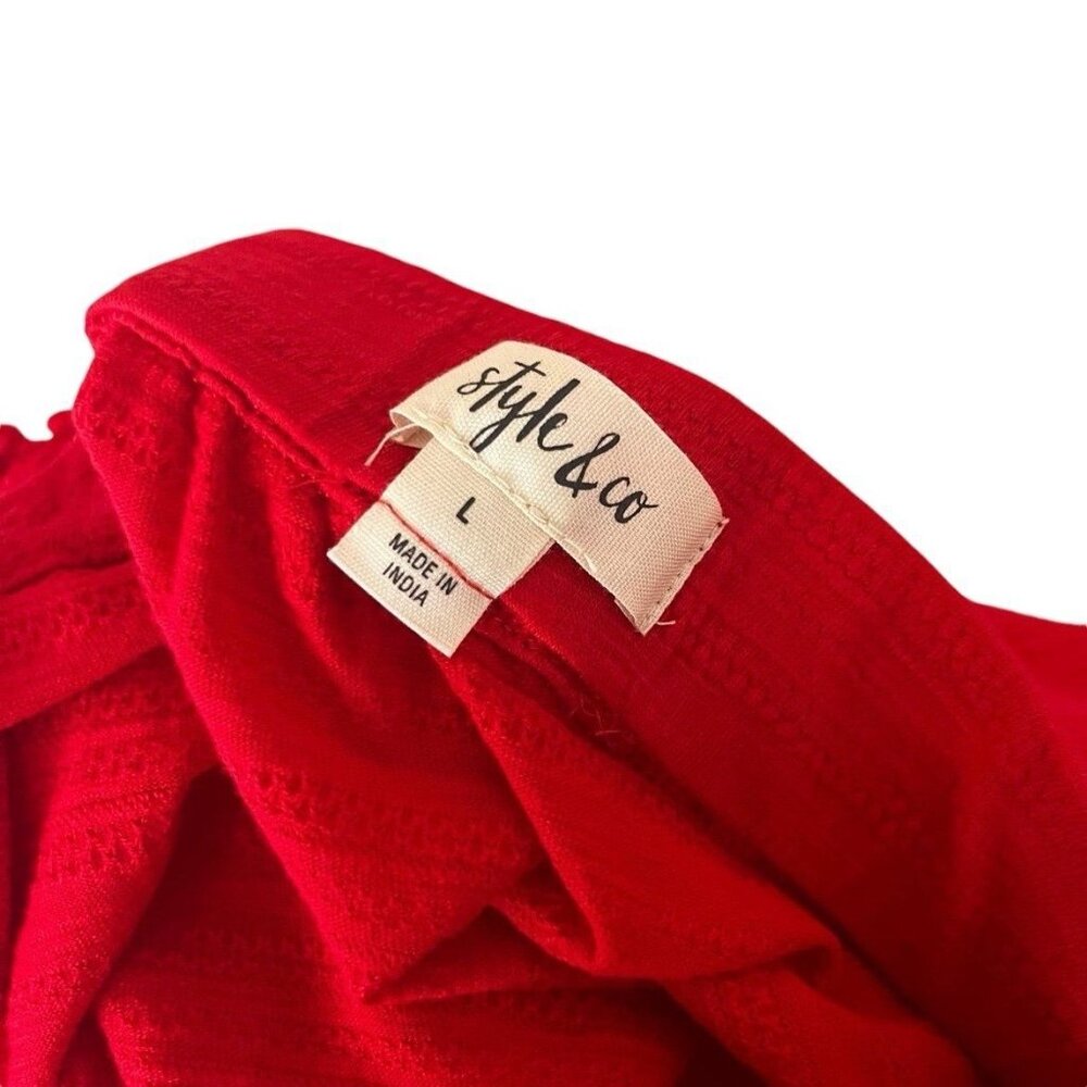 Style & Co Cherry On Top Women's Size Large Red Embroidered Square Neck Top - Picture 5 of 6